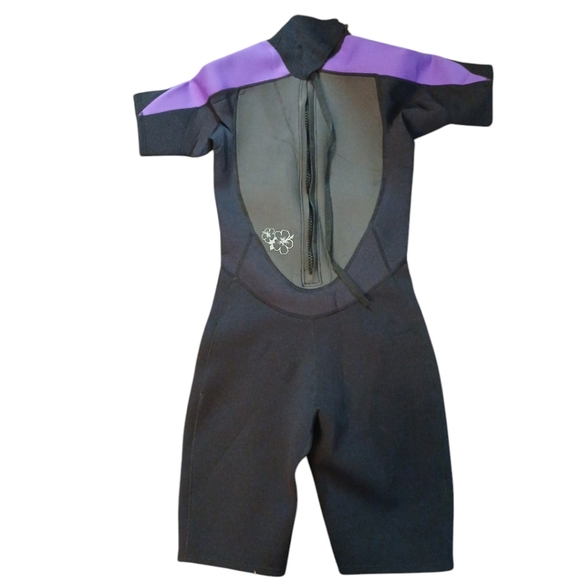 O'RAGEOUS Black and Purple Short Wetsuit Zip-Up Neoprene Shortie Size 12 3MM - Picture 4 of 10